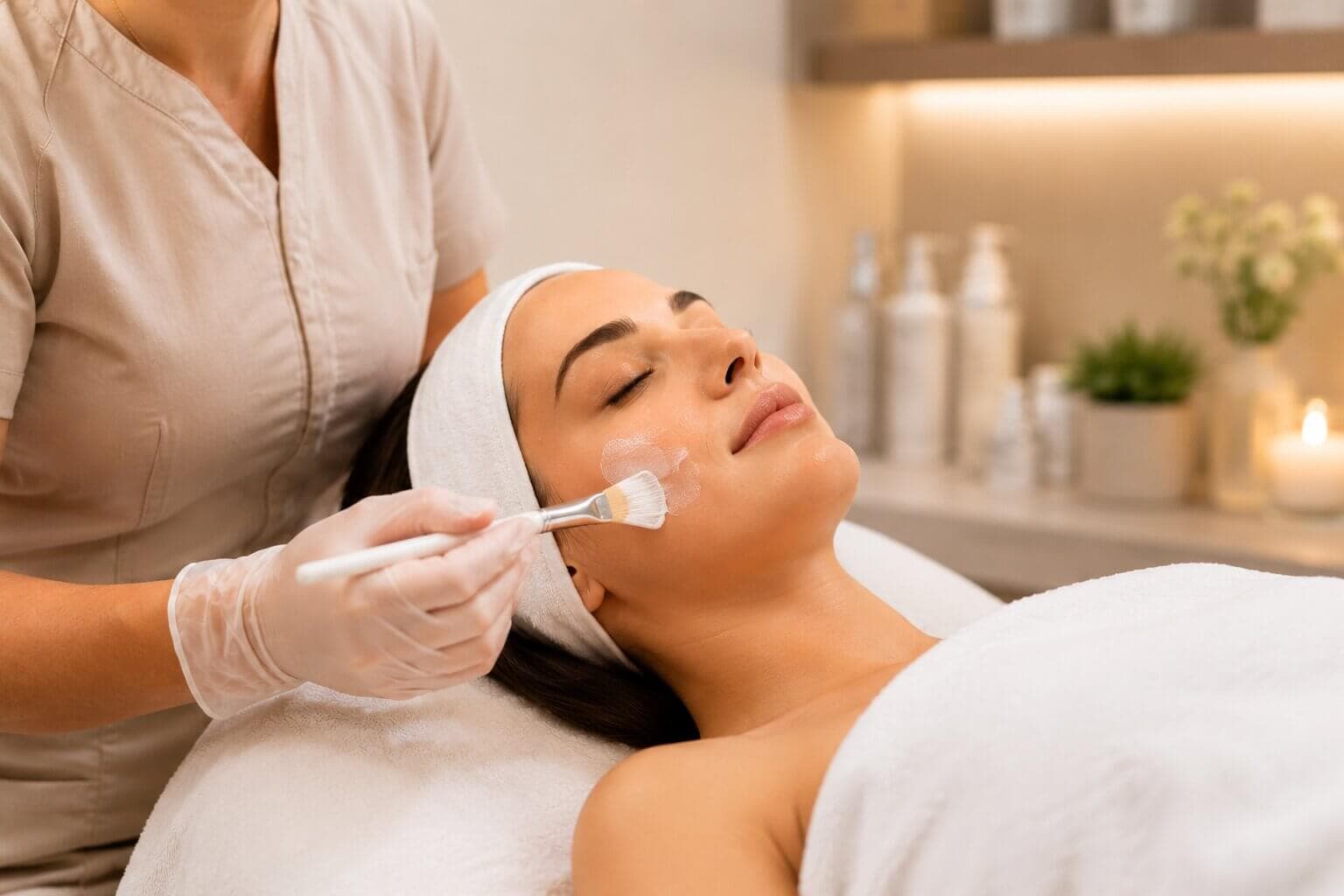 Patient receiving a facial treatment