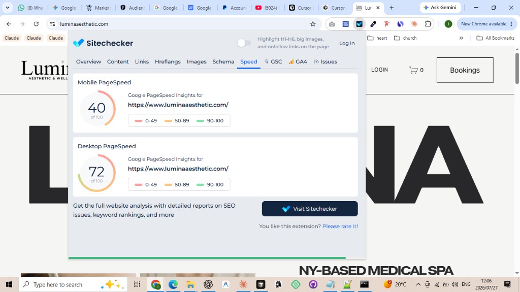 PageSpeed mobile score example